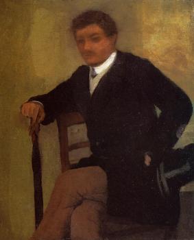 Edgar Degas : Seated Young Man in a Jacket with an Umbrella